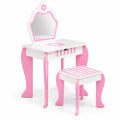 Airfind 2-in-1 Toddler Vanity Set with Detachable Top and Cute Flower Patterns, 66 lbs Capacity, MDF acrylic Frame, White