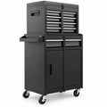 Airfind 2-in-1 Tool Chest and Cabinet with 5 Sliding Drawers, 220.5 lbs Capacity, Steel rubber-plastic synthetic Frame, Black