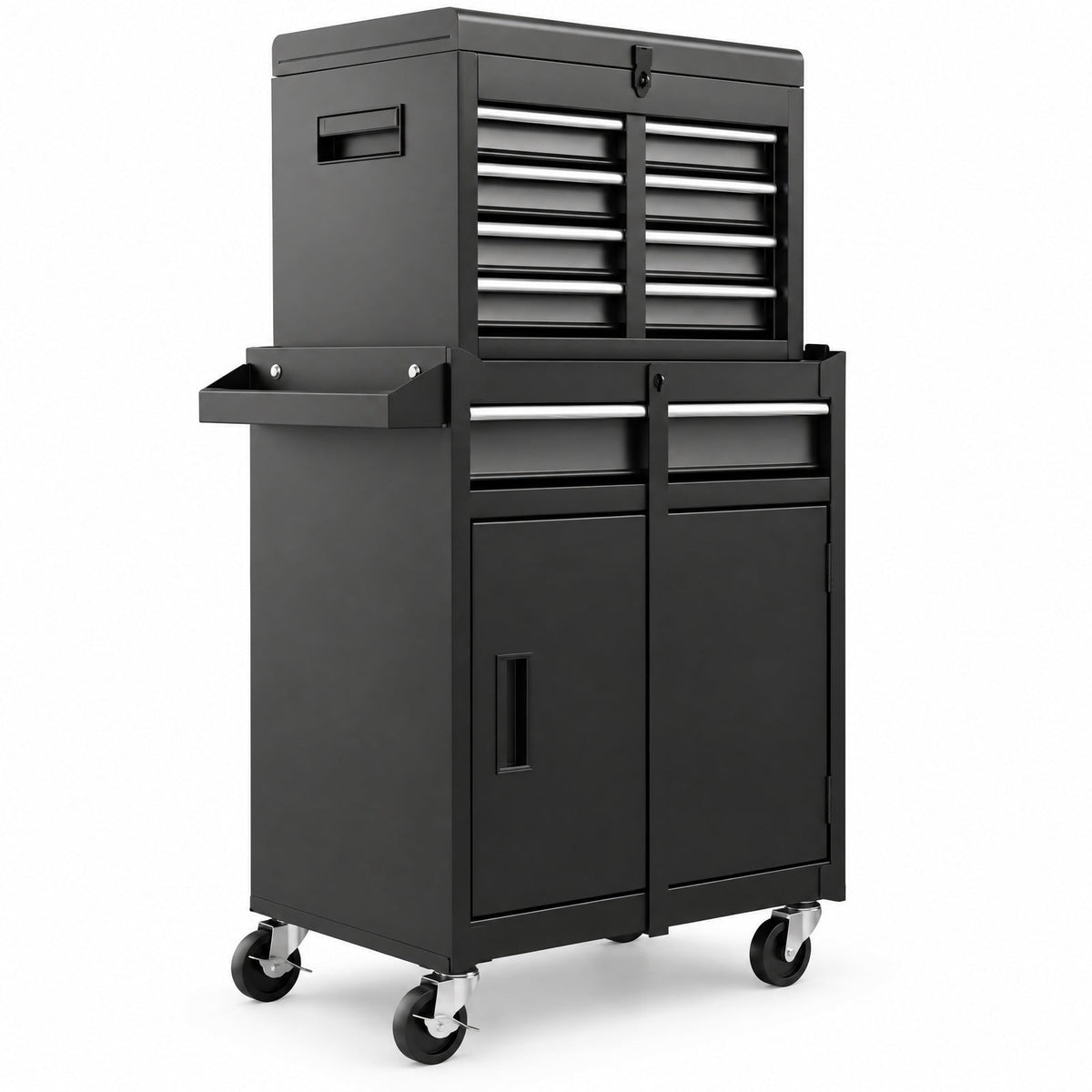 Airfind 2-in-1 Tool Chest and Cabinet with 5 Sliding Drawers, 220.5 lbs Capacity, Steel rubber-plastic synthetic Frame, Black