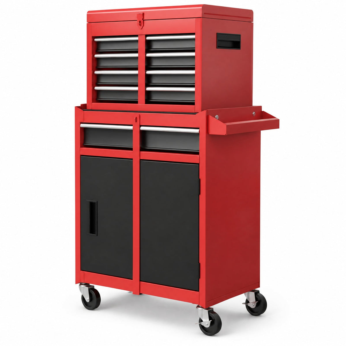 Airfind 2-in-1 Tool Chest and Cabinet with 5 Sliding Drawers-Black and Red, 220.5 lbs Capacity, Steel rubber-plastic synthetic Frame, Gray