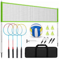 Airfind Volleyball and Badminton Set, Outdoor Portable Badminton Net with Adjustable Height, Complete Net Set with Accessories for Backyard and Beach