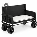 AIRFIND Collapsible Utility Wagon with 2-in-1 Bench Seat Design and 176 Lb Capacity for Beach, Camping and Outdoor Trips, Black