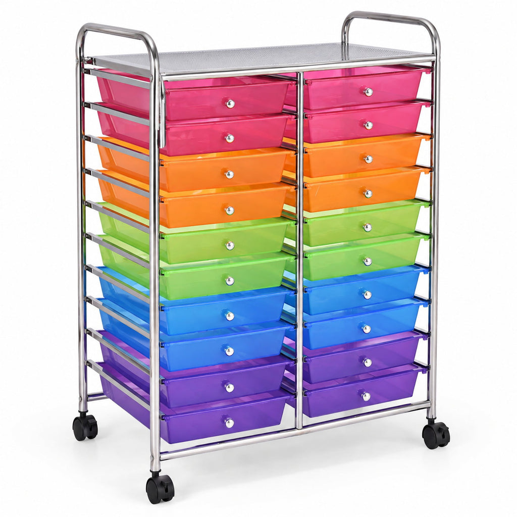 Airfind 20 Drawers Storage Rolling Cart Studio Organizer, Steel Frame, 25 Inch x15 Inch x 34 Inch Footprint, 20 removable drawers for storage and classify