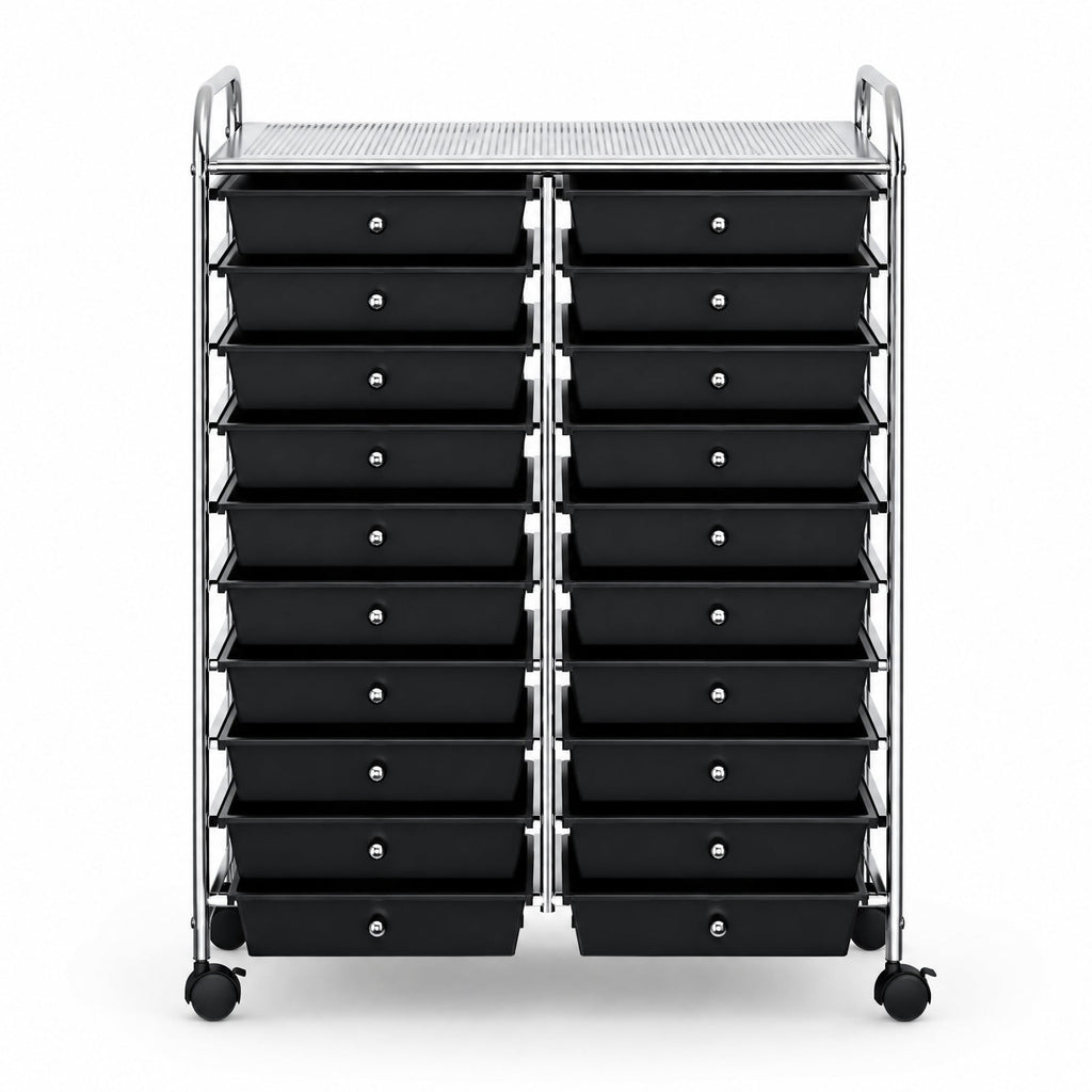 Airfind 20 Drawers Storage Rolling Cart Studio Organizer, Steel Frame, 25 Inch x15 Inch x 34 Inch Footprint, Black