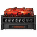 Airfind 20 Inch Electric Fireplace Heater with Realistic Birchwood Ember Bed, Black, Easy to operate with functional control panel