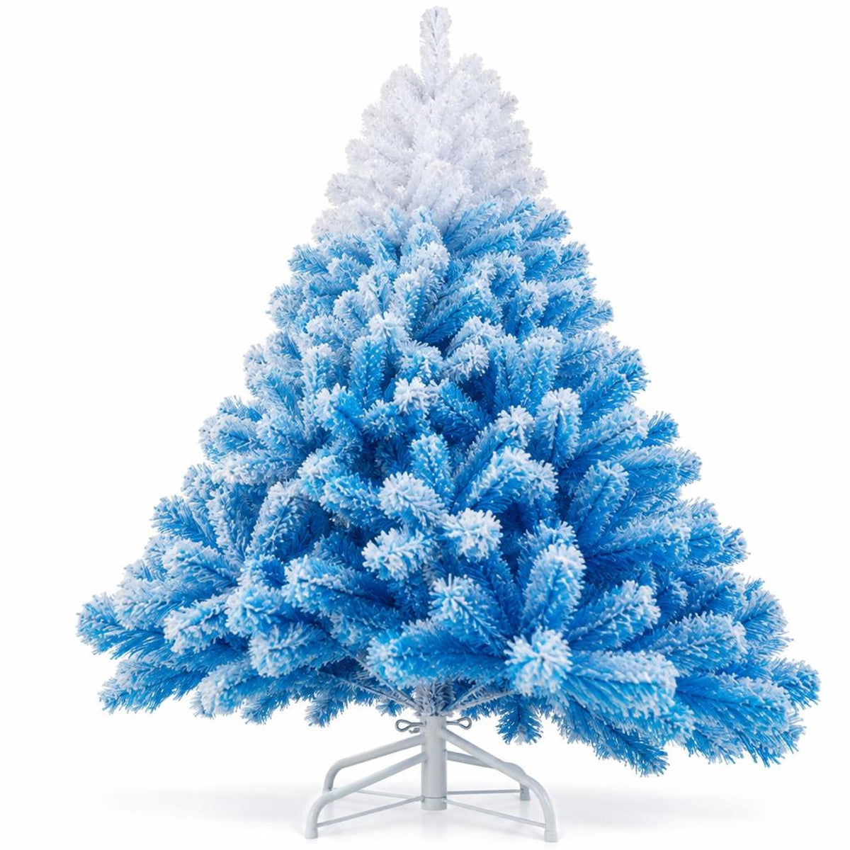 Airfind 2025 New Artificial Christmas Tree with 456 Branch Tips and Folding Metal Stand-6FT, Blue, Diameter of Stand 16 Inch 18 Inch 20 Inch 22 Inch