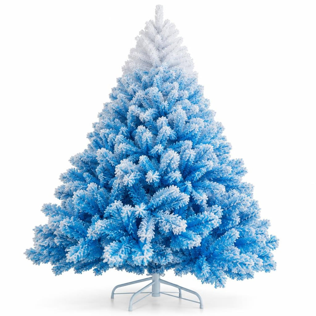 Airfind 2025 New Artificial Christmas Tree with 456 Branch Tips and Folding Metal Stand-7FT, Blue, Diameter of Stand 16 Inch 18 Inch 20 Inch 22 Inch
