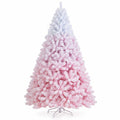 Airfind 2025 New Artificial Christmas Tree with Folding Metal Stand and 456 Branch Tips-8 FT, Pink, Diameter of Stand 16in 18in 20in 22in
