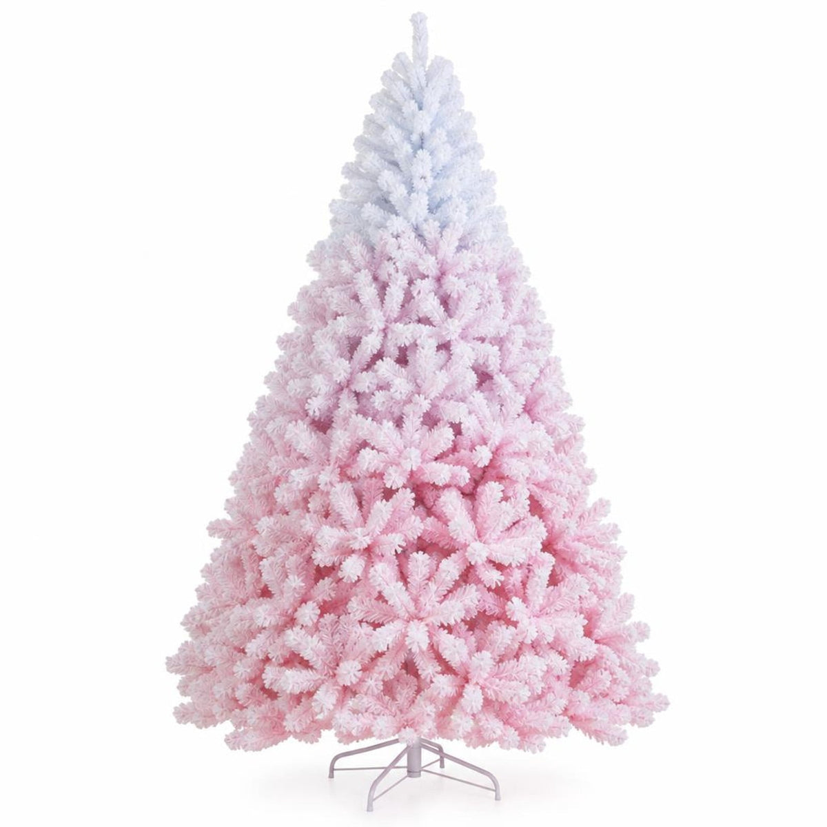 Airfind 2025 New Artificial Christmas Tree with Folding Metal Stand and 456 Branch Tips-8 FT, Pink, Diameter of Stand 16in 18in 20in 22in
