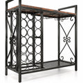 Airfind 21 Bottle Wine Rack Freestanding Floor Wine Bottle Organizer with Glass Holder, 44 lbs Capacity, Metal Engineered Wood Frame, Brown