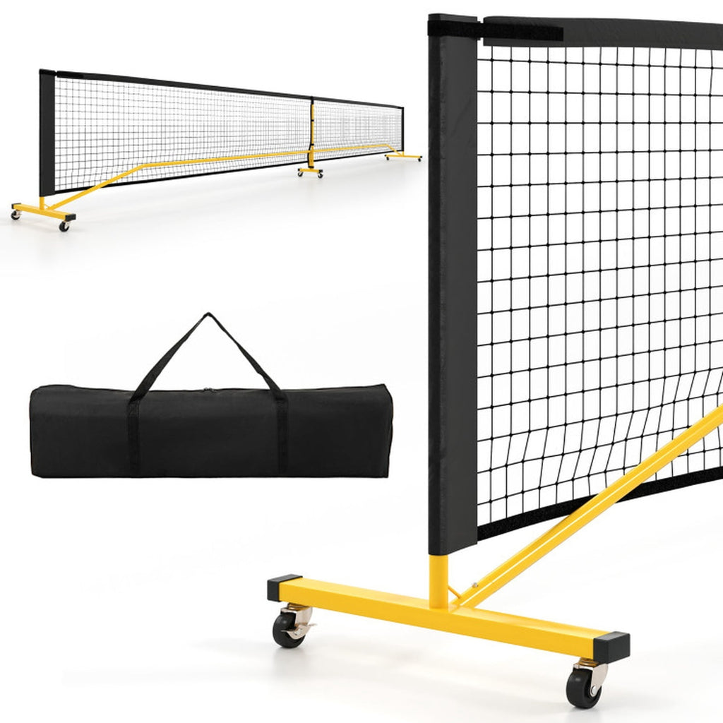 Airfind 22-Foot Portable Pickleball Net with Rolling Wheels Carry Bag, Black