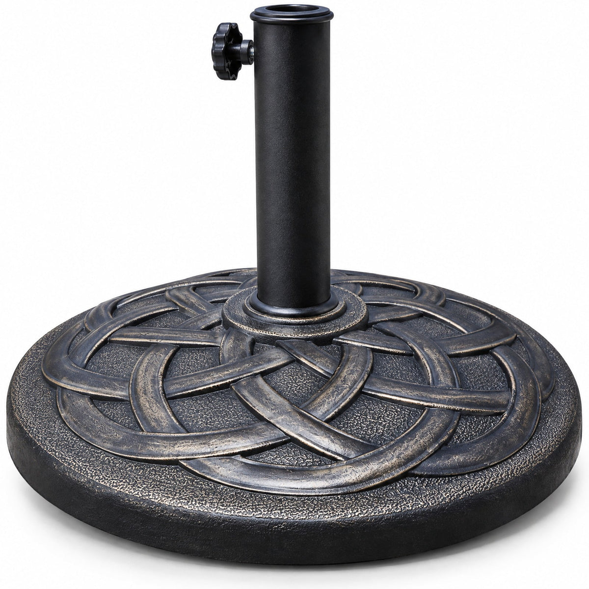 Airfind 22 Inch Heavy Duty Round Umbrella Base Stand, Steel upright and resin base Round base Frame, Bronze