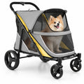 Airfind 220 LBS Heavy Duty Dog Stroller for Large and Medium Dogs with One-Step Foot Brake and Top and Front Windows, 41.5in x 27in x 40inCabin Footprint