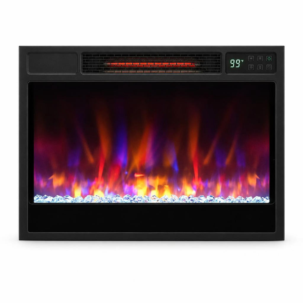 Airfind 23 Inch 1500W Recessed Electric Fireplace Insert with Remote Control, Metal Tempered Glass PS Frame, Black