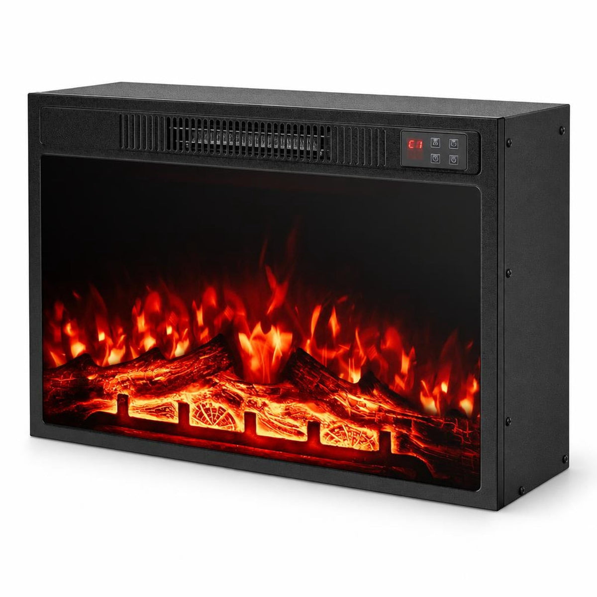 Airfind 23 Inch Electric Fireplace Insert Fireplace Heater with Adjustable Flame Color, Metal Tempered Glass Frame, Black