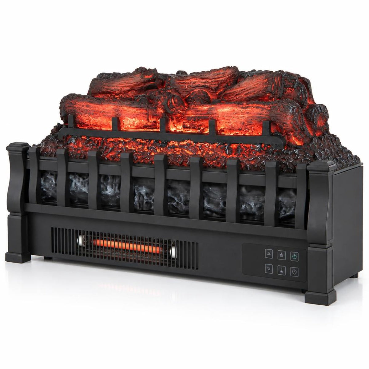 Airfind 23 Inch Infrared Quartz Electric Fireplace Pinewood Log Heater with Adjustable Flame, Metal ABS Resin Frame, Black