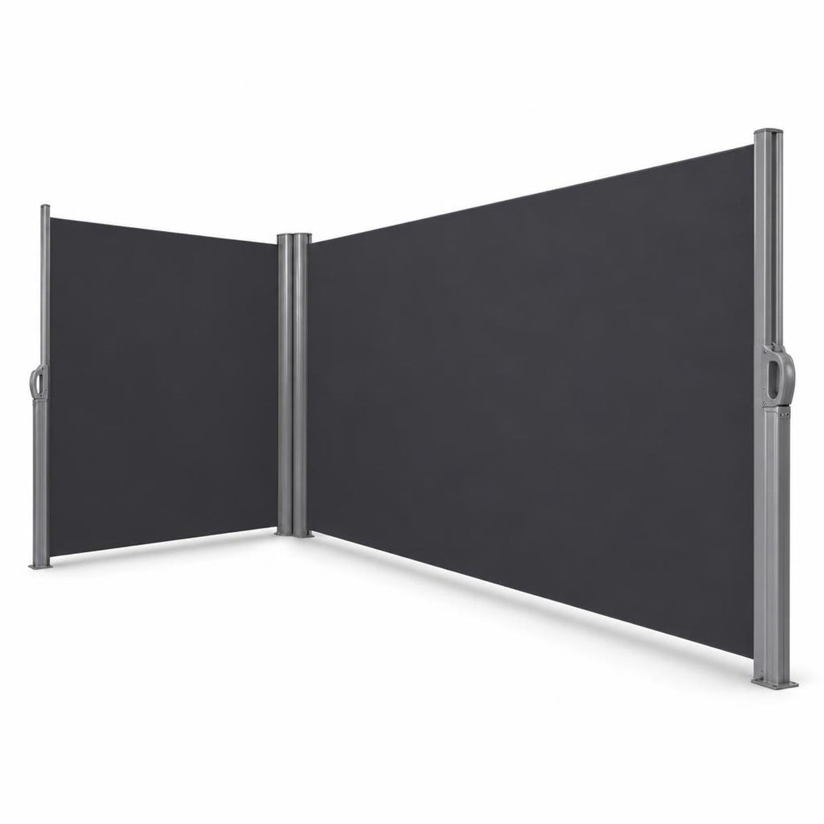 Airfind 237 x 63 Inch Patio Retractable Double Folding Side Awning Screen Divider, Aluminum Frame, 236 Inch x 2 Inch x 63 Inch Footprint, Dark gray