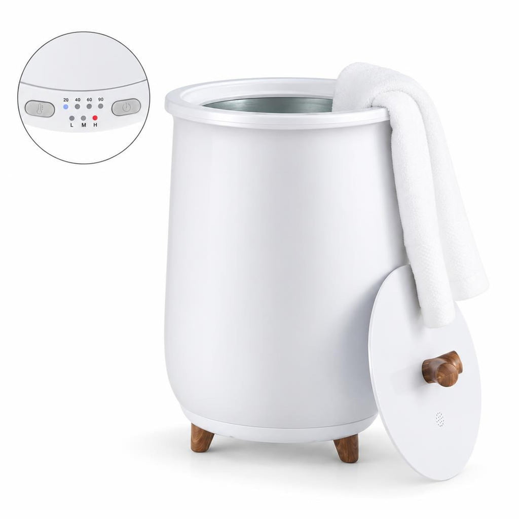 Airfind 23L Large Luxury Bucket-Style Towel Warmer with Fragrant Disc Holder, Plastic Frame, 13.5in x 21in (Dia. x H) Rated Footprint, White