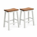 Airfind 24.5-Inch Set of 2 Saddle Stools Bar Stools with Footrests for Kitchen Island-Walnut and Gray, 350 lbs Capacity, Rubber Wood Acacia Wood Frame