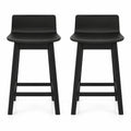 Airfind 24.5 Inch Swivel Wooden Bar Stools Set of 2 with Rubber Wood Legs and Low Back, 350 lbs Capacity, Rubber Wood Plywood Frame, Black