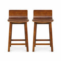 Airfind 24.5 Inch Swivel Wooden, Bar Stools Set of 2 with Rubber Wood Legs and Low Back, 350 lbs Capacity, Rubber Wood Plywood Frame, Walnut