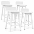 Airfind 24.5 Inch Swivel Wooden Bar Stools Set of 4 with Rubber Wood Legs and Low Back, 350 lbs Capacity, Rubber Wood Plywood Frame, White