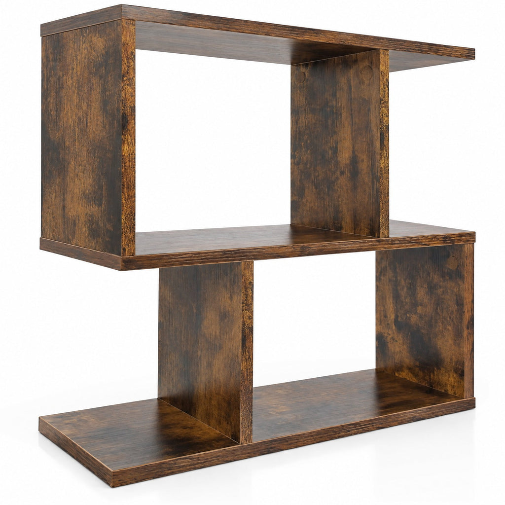 Airfind 24 Inch 3-Tier Geometric Bookshelf with Thick Foot Pads, 44 lbs Capacity, Engineered Wood PVC Frame, 19.5in x 7in x 22in Footprint, Brown