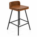 Airfind 24 Inch Industrial Rubber Wood Bar Stool with Low Back Metal Legs and Footrest, 330 Lbs Capacity, Rubber Wood Metal, Brown