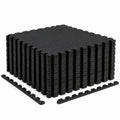Airfind 24 Pack Non-Slip Protective Interlocking EVA Foam Floor Tiles, EVA Foam Frame, 143 x 97 x 0.5 Footprint, Black