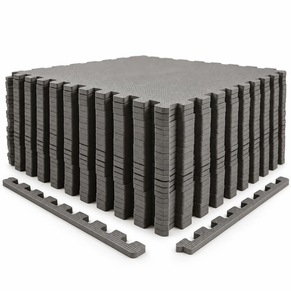 Airfind 24 Pack Non-Slip Protective Interlocking EVA Foam Floor Tiles, EVA Foam Frame, 143 x 97 x 0.5 Footprint, Grey