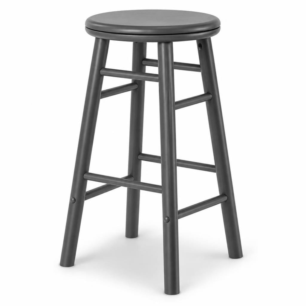 Airfind 24 Inch Swivel Bar Stools Set of 2 with Footrests and Crossbars, 330 lbs Capacity, Rubber Wood Frame, 13 Inch x 13 Inch x 24 Inch Footprint, Gray