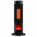 Airfind 24 Inch 1500W PTC Ceramic Tower Space Heater with 7-Color Flame, 9 Inch x 24 InchLength of Footprint for Everyday Use, Black