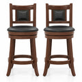 Airfind 25.5 Inch/30.5 Inch Upholstered Bar Stools Set of 2 with Curved Backrest and Footrest-25.5 inches, 250 lbs Capacity, Espresso Black