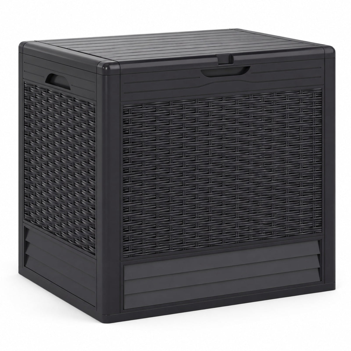 Airfind 25 Gallon Outdoor Storage Box with Rattan Patterns, 180 lbs Capacity, PP Frame, 23 x 17 x 21 Footprint, Brown