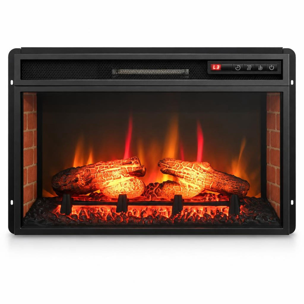 Airfind 26 Inch Infrared Electric Fireplace Insert with Remote Control, Metal Tempered Glass Frame, Black