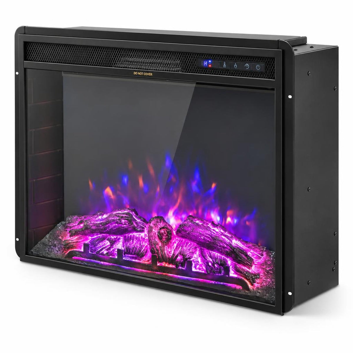 Airfind 26 Inch Recessed Electric Fireplace with Adjustable Flame Brightness, Metal Resin Tempered Glass Frame, Black