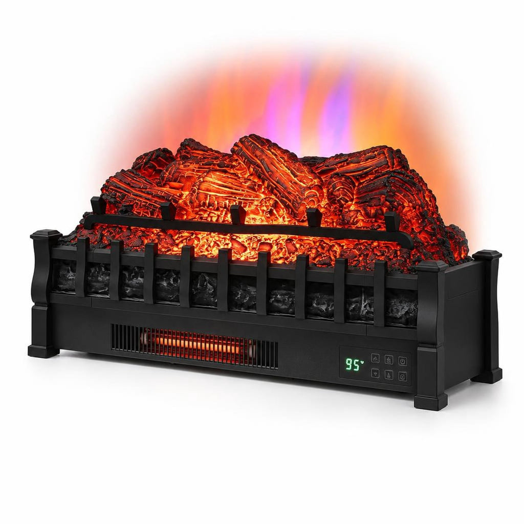 Airfind 26 Inch WiFi Infrared Quartz Electric Fireplace Insert Logs Heater with Realistic Pinewood Logs, Cold-rolled Steel ABS Resin Frame, Black