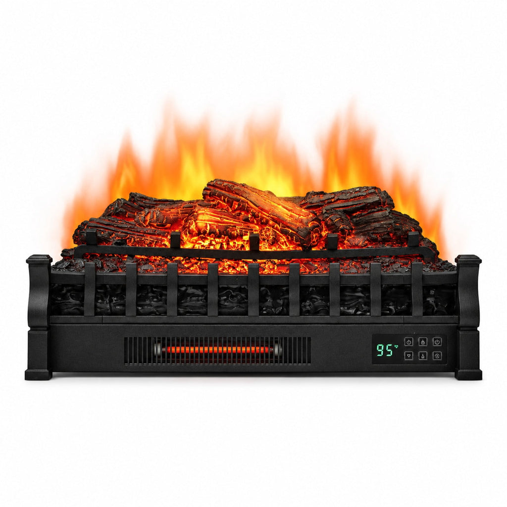 Airfind 26 Inches Infrared Quartz Electric Fireplace with Realistic Pinewood Ember Bed, Metal ABS Resin Frame for Everyday Use, Black
