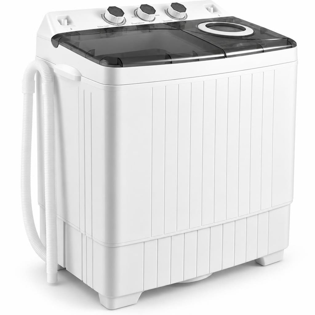Airfind 26 LBS Twin Tub Portable Washing Machine with Built-In Drain Pump, PP ABS Rated Frame, 27.5 x 16 x 32 Footprint, Gray