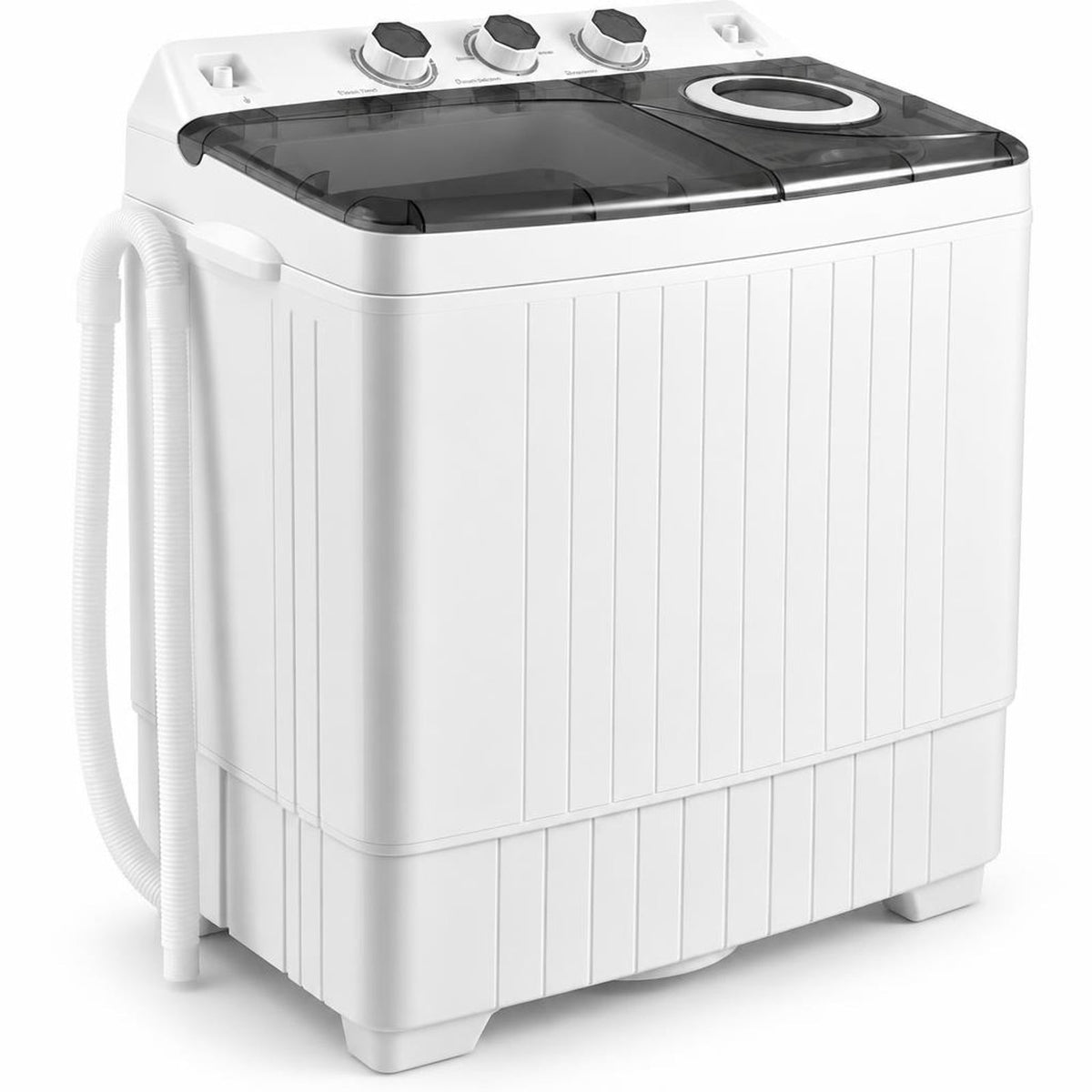 Airfind 26 LBS Twin Tub Portable Washing Machine with Built-In Drain Pump, PP ABS Rated Frame, 27.5 x 16 x 32 Footprint, Gray
