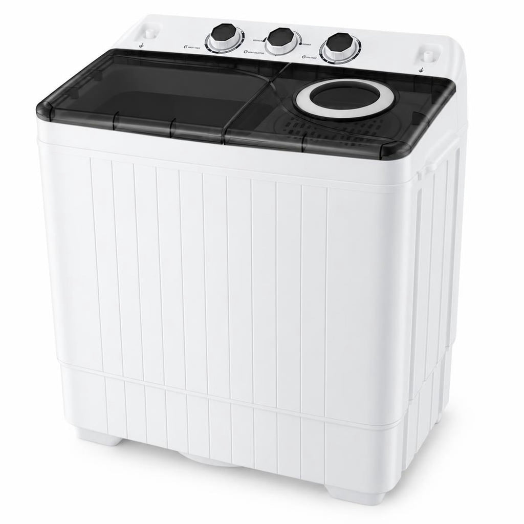 Airfind 26 lbs Semi-Automatic Twin Tub Washing Machine with Drain Pump, PP ABS Rated Frame, 27.5 x 16 x 32 Footprint, Black
