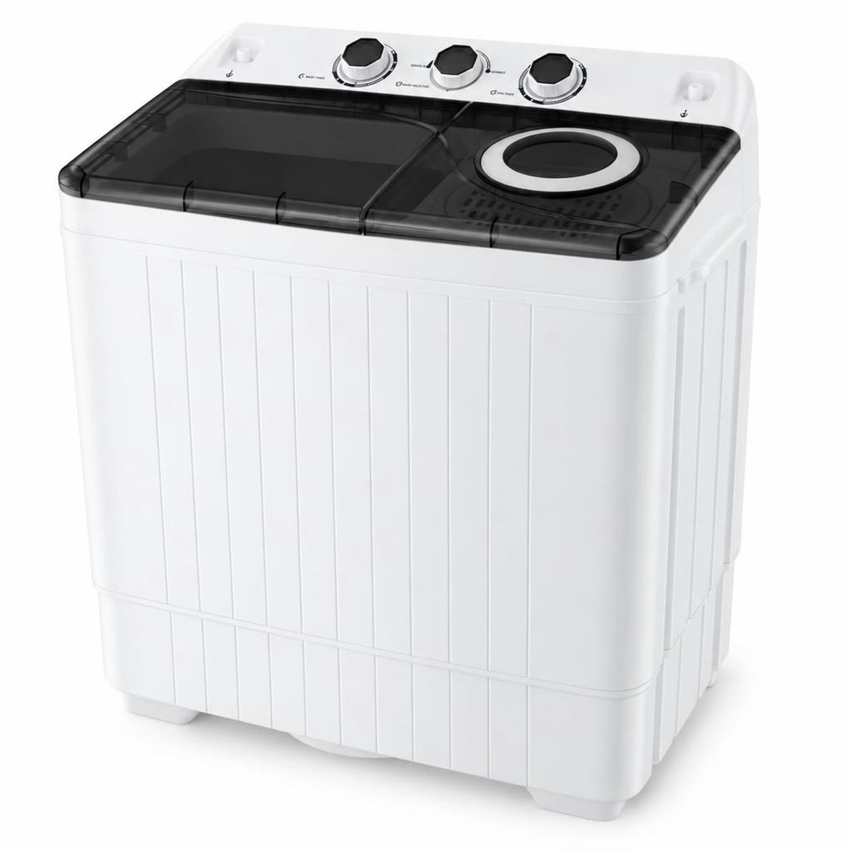 Airfind 26 lbs Semi-Automatic Twin Tub Washing Machine with Drain Pump, PP ABS Rated Frame, 27.5 x 16 x 32 Footprint, Black