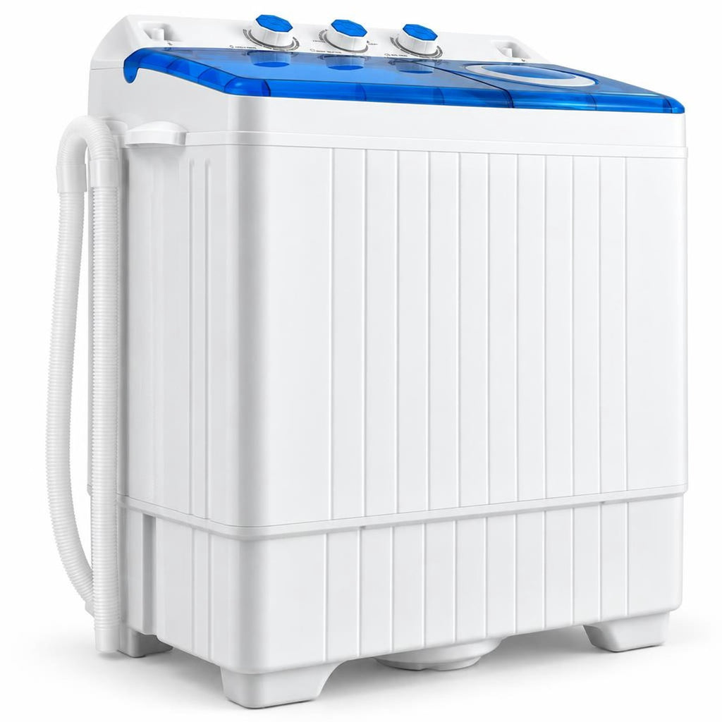 Airfind 26lbs Portable Semi-Automatic Twin Tub Washing Machine with Drain Pump, PP ABS Rated Frame, 27.5 x 16 x 32 Footprint, Blue