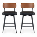 Airfind 27 Inch Padded Counter, Barstools Set of 2 with Metal Legs, 330 lbs Capacity, Metal Plywood PU Leather Sponge Frame, Black