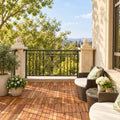 Airfind 27 Pieces Acacia Wood Interlocking Patio Deck Tile, Acacia Wood Plastic, 12 Inch X 12 Inch X 1 Inch (l X W X L) Covering Area: 27 Sq.ft, Natural