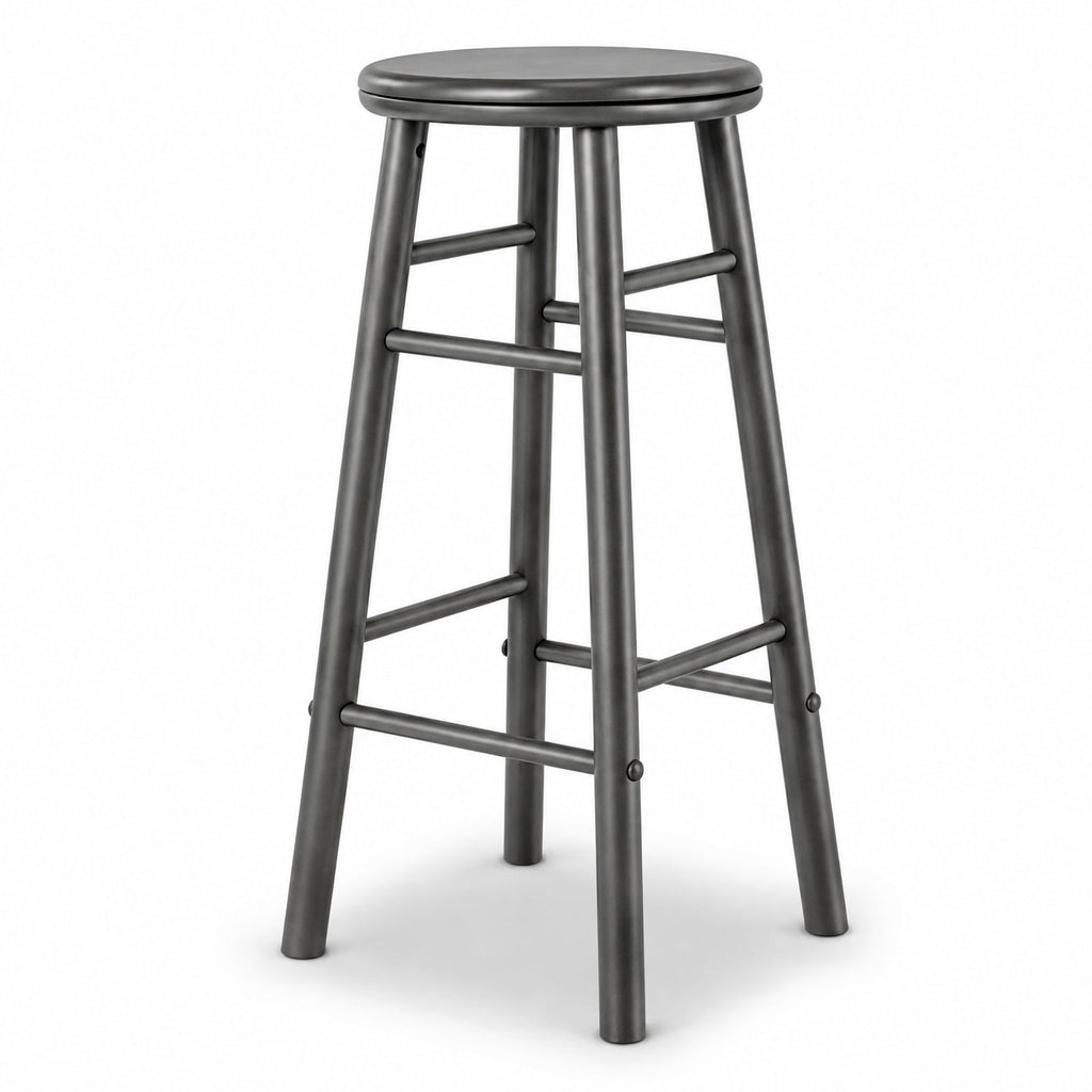 Airfind 29in Swivel Bar Stools Set of 2 with Footrests and Crossbars, 330 lbs Capacity, Rubber Wood Frame, 13in x 13in x 29in Footprint, Gray