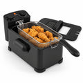 Airfind 3.2 Quart Electric Stainless Steel Deep Fryer featuring Timer, Stainless Steel Iron Frame, 21.5 Inch x 9.5 Inch x 8.5 Inch Footprint, Black