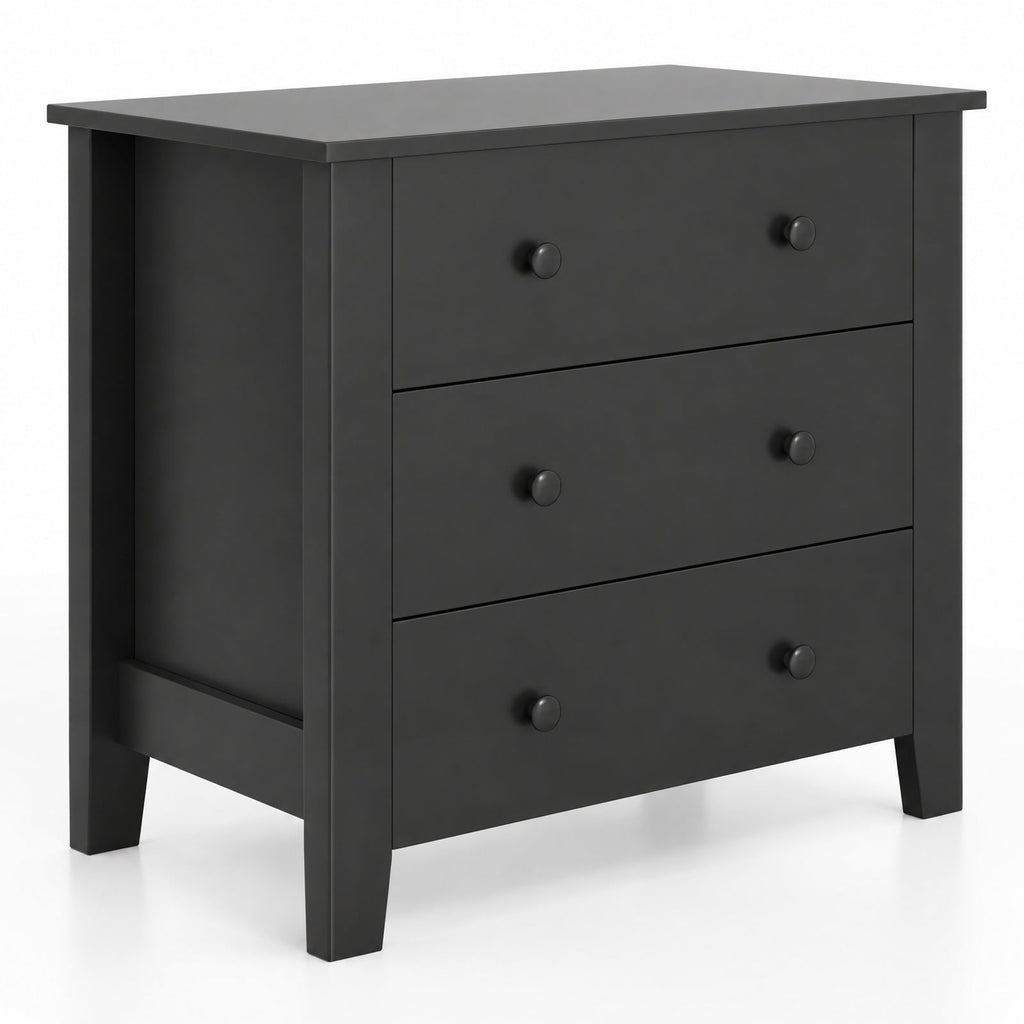 Airfind 3 Drawer Dresser Chest of Drawers Bedside Table-Black Wood Grain, MDF Frame, 28in x 18in x 26in Footprint, Dark Brown
