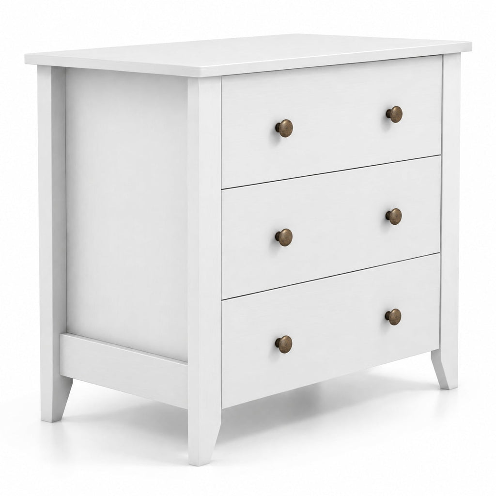 Airfind 3 Drawer Dresser Chest of Drawers Bedside Table, MDF Frame, 28in x 18in x 26in Footprint, White