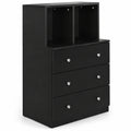 Airfind 3 Drawer Dresser with Cubbies Storage Chest for Bedroom Living Room, Engineered wood metal Frame, 24in x 16in x 37in Footprint, Black
